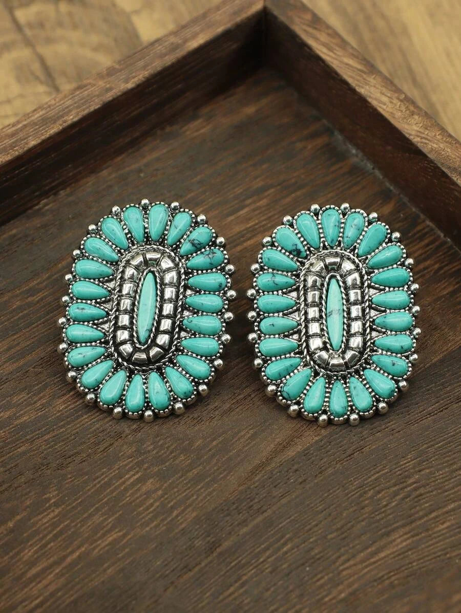 Western Style Turquoise Pendant Earrings