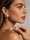 Pink Enamel Shell Stud Earrings