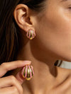 Pink Enamel Shell Stud Earrings