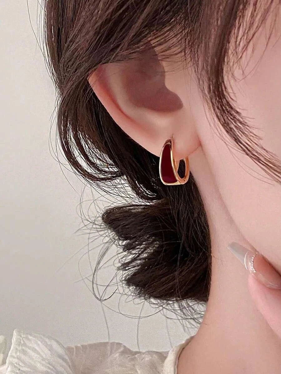Minimalist Geometric Copper Hoop Earrings