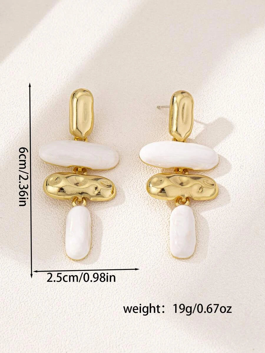 Asymmetrical Geometric Enamel Drop Earrings