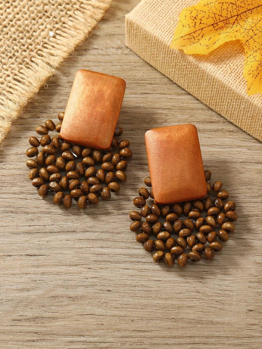 European Boho Rattan Drop Earrings