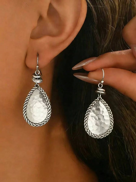 Vintage Hammered Water Drop Earrings