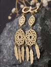 Gold Floral Vine Leaf Pendant Earrings