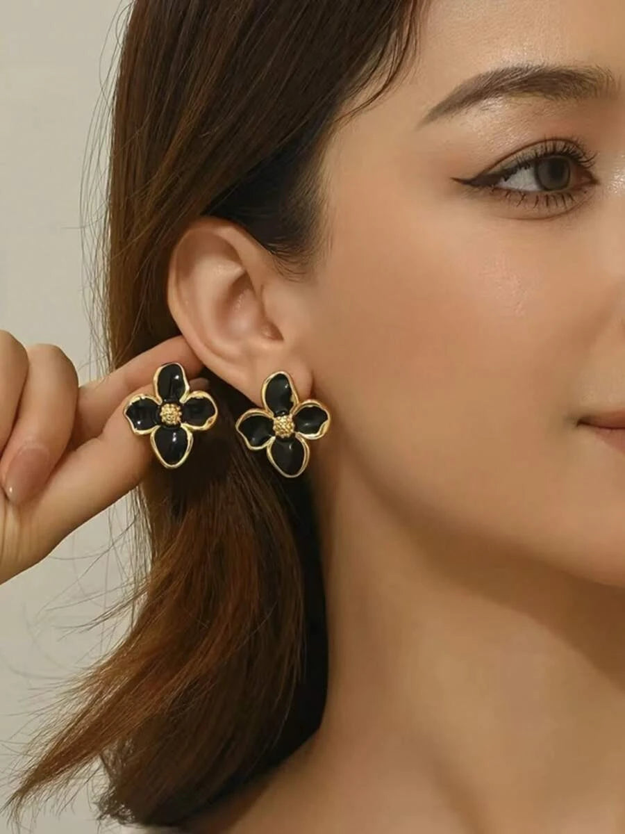 Elegant Stainless Steel Flower Earrings