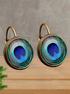 Peacock Feather Pattern Round Stud Earrings