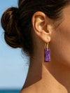 Natural Amethyst Square Pendant Earrings