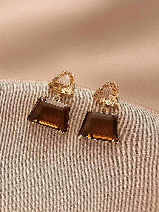 Andkiss Geometric Crystal Drop Earrings