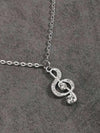 Rhinestone Music Note Necklace