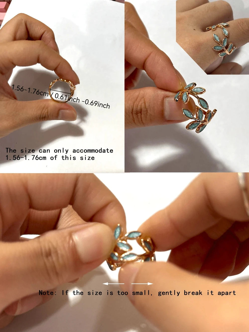 Color Block Leaf Cuff Ring