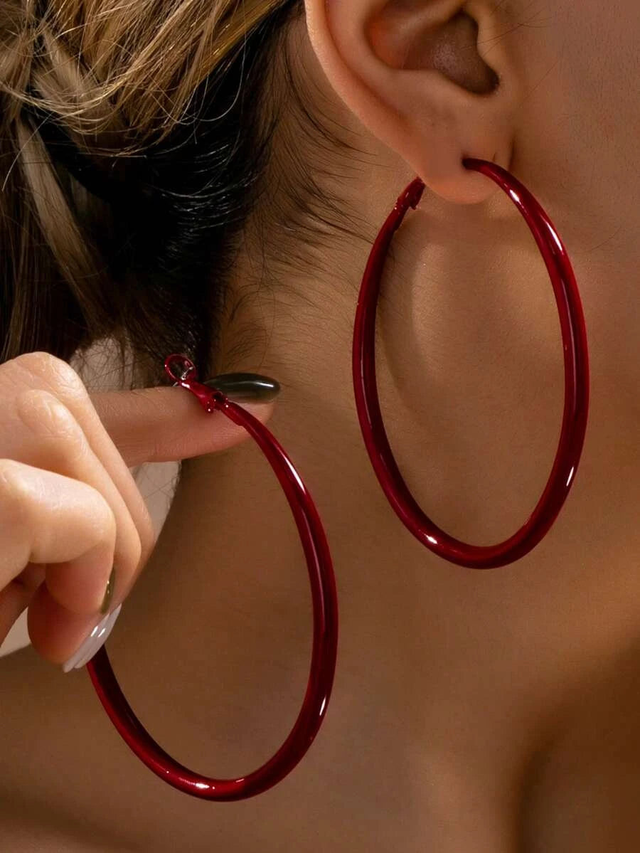 Vintage Red Spray Painted Hoop Earrings