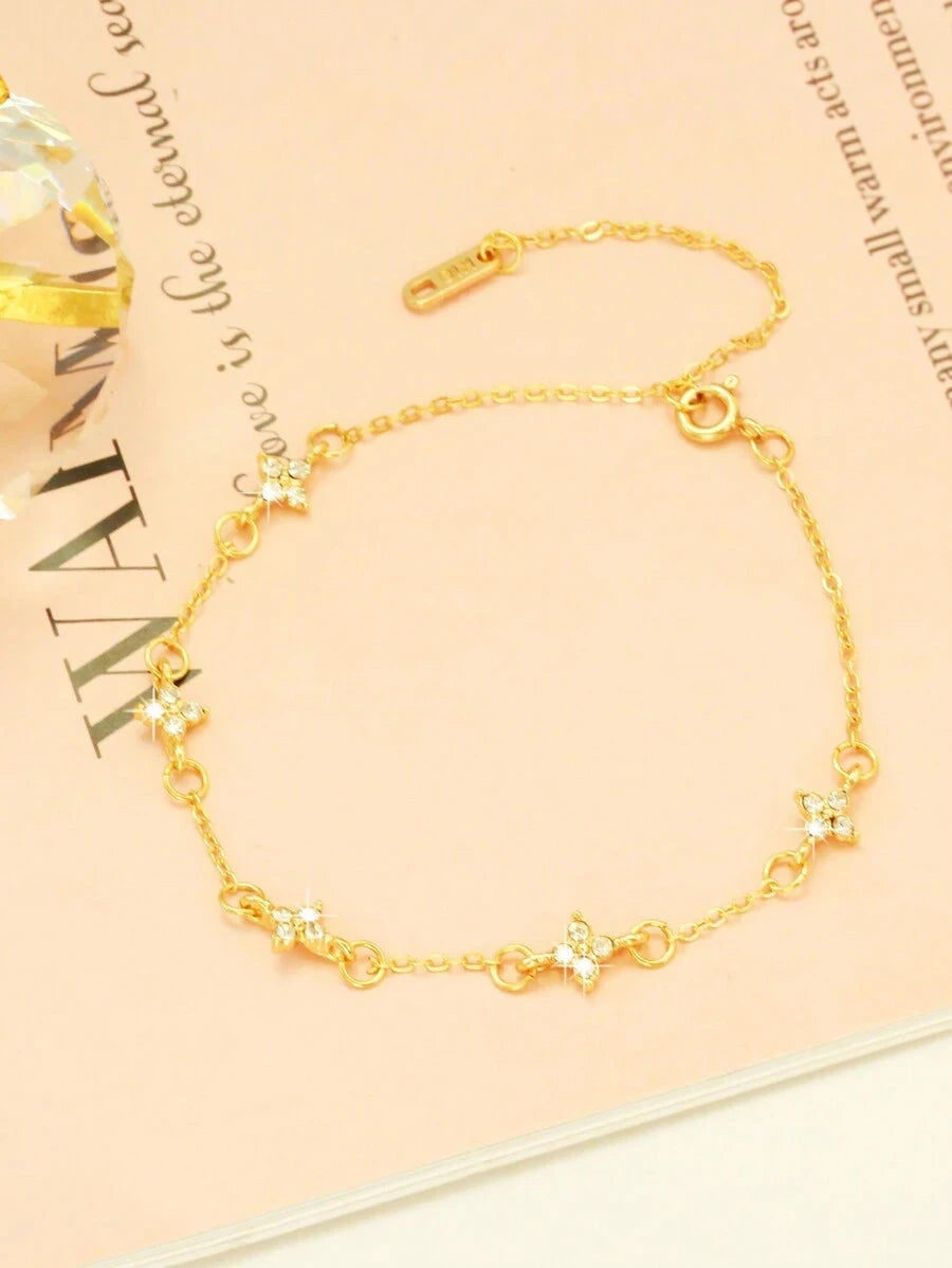 Rhinestone Floral Stretch Bracelet
