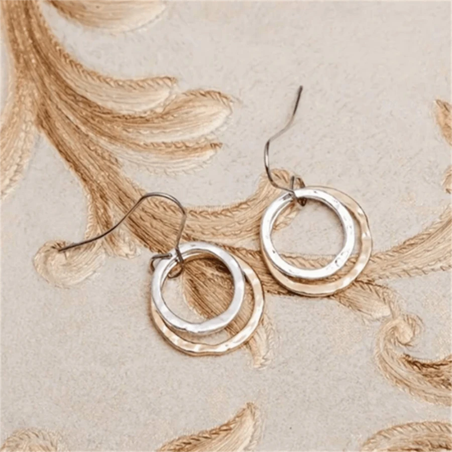Bohemian Vintage Hollow Round Pendant Earrings