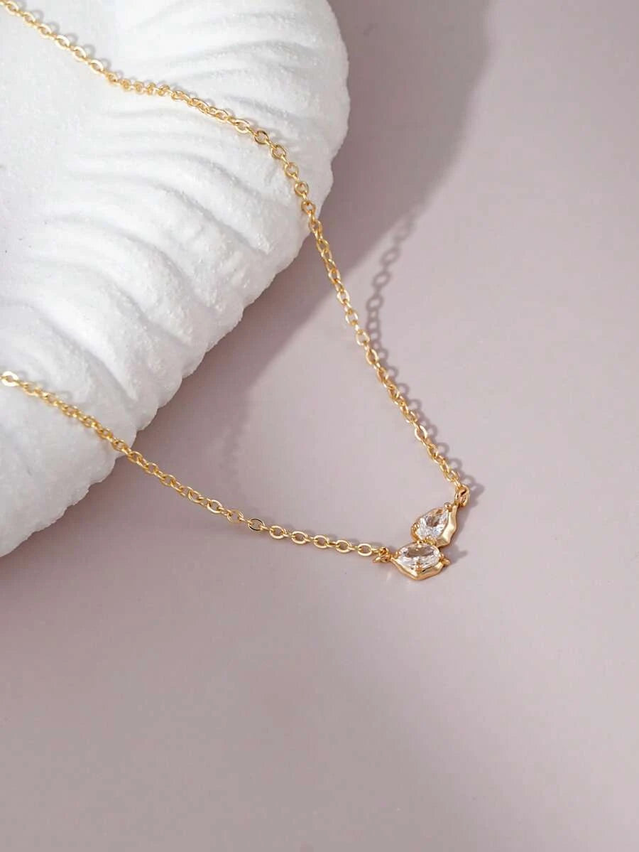 Minimalist Water Drop Double Layer Pendant Necklace