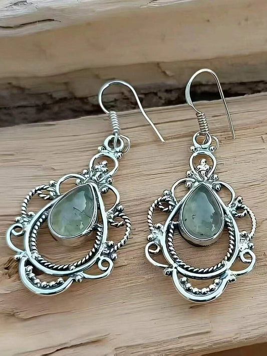 Vintage Bohemian Green Teardrop Earrings