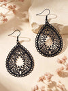 Black Hollow Teardrop Earrings