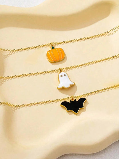 Dark Gothic Halloween Pendant Necklace Set