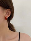 Burgundy Geometric Hoop Earrings