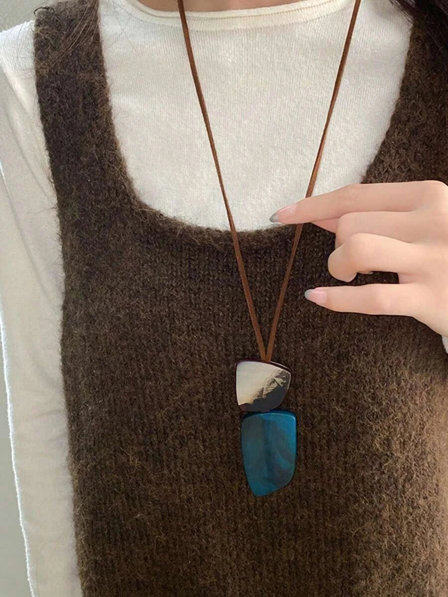 Vintage Leather Resin Dyed Necklace