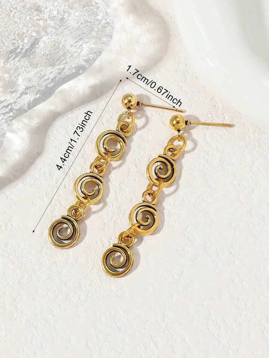 Retro Spiral Swirl Dangle Earrings