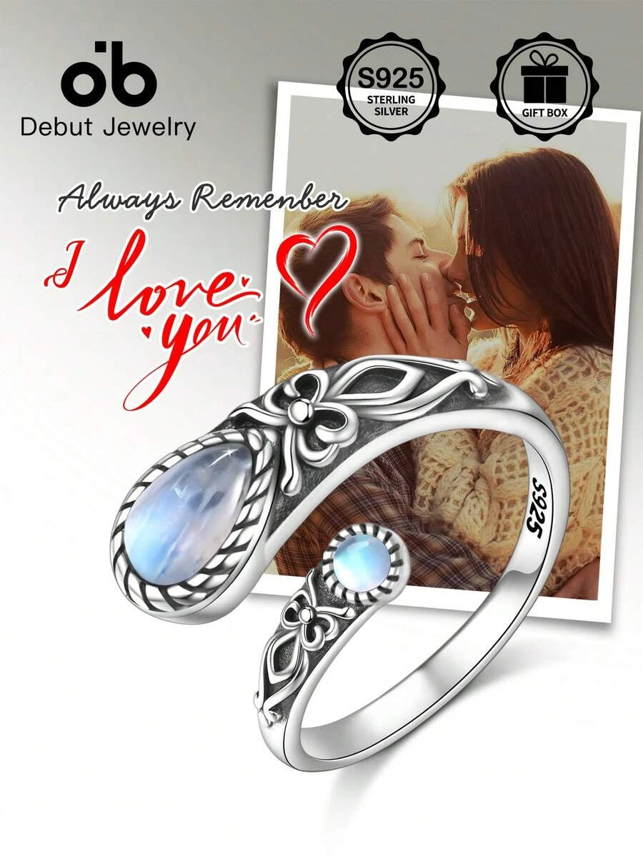 Sterling Silver Moonstone Spoon Ring