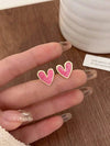 Vintage Oil-Drip Heart Stud Earrings