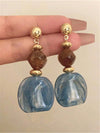 Vintage Asymmetrical Tie Dye Acrylic Long Pendant Earrings
