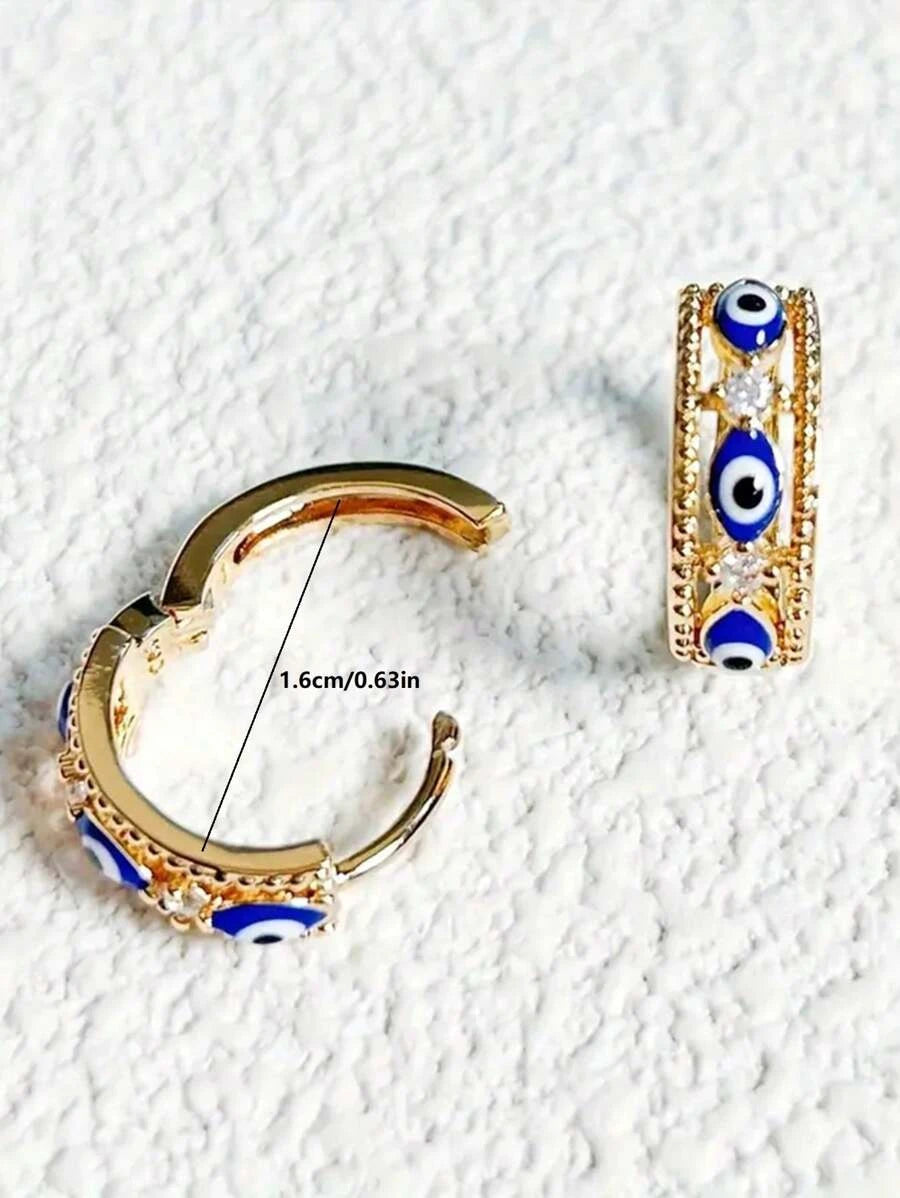 Vintage Gold Evil Eye Zirconia Earrings