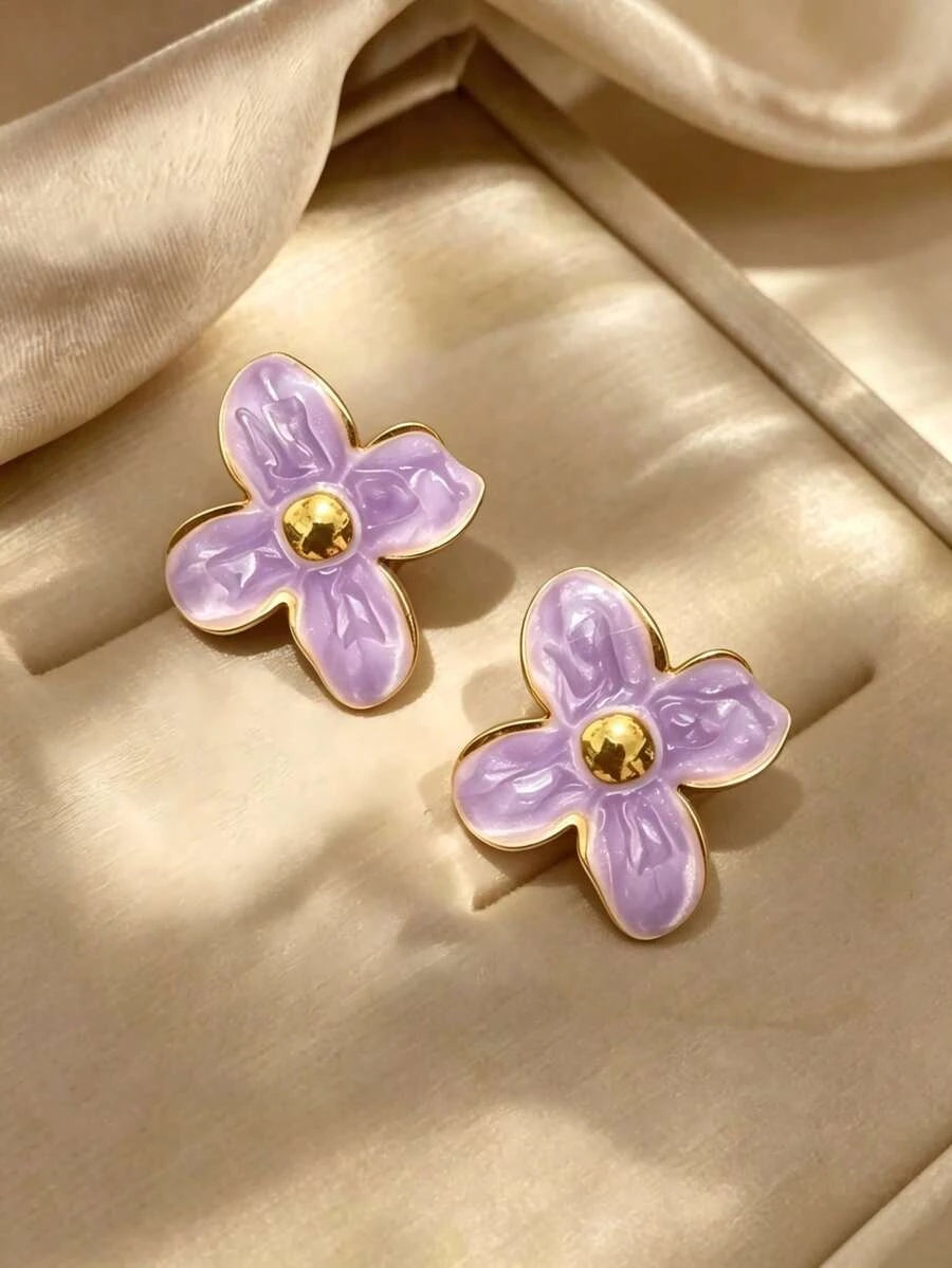 Elegant Stainless Steel Flower Earrings