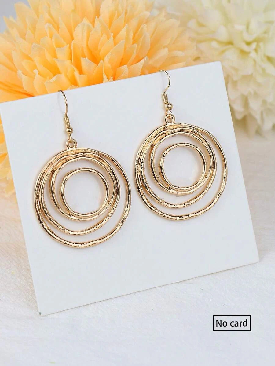 Vintage Gold Multilayer Hoop Earrings