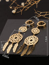 Gold Floral Vine Leaf Pendant Earrings