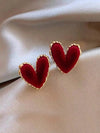 Vintage Oil-Drip Heart Stud Earrings