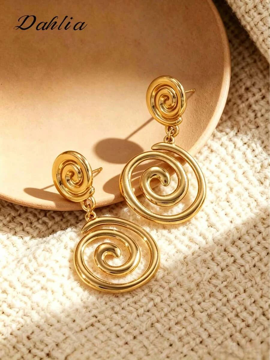 Gold Abstract Swirl Earrings
