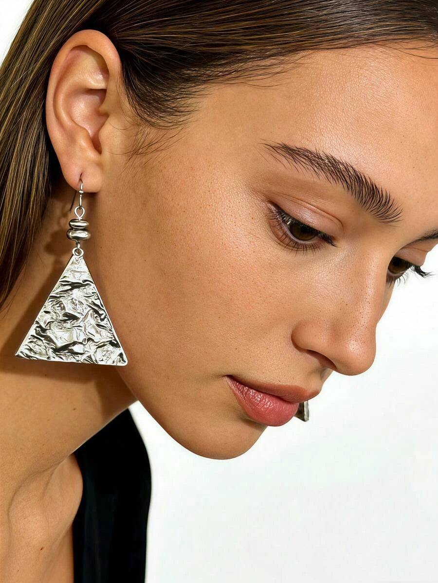 Vintage Minimalist Distressed Metal Disc Earrings