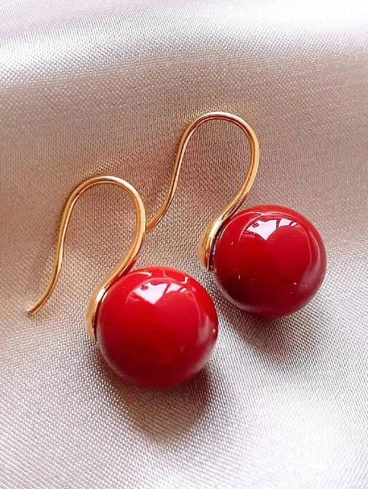 Vintage Faux Pearl Copper Drop Earrings