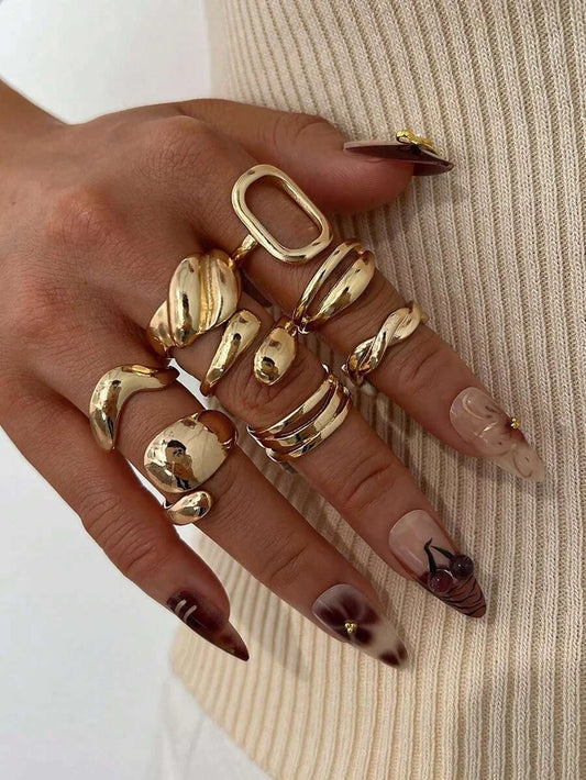 Vintage Geometric Open Ring Set