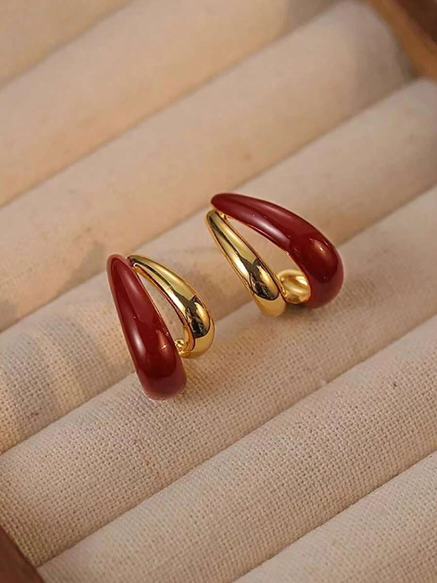 French Vintage Geometric Stud Earrings