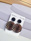 Retro Zebra Print Round Pendant Earrings
