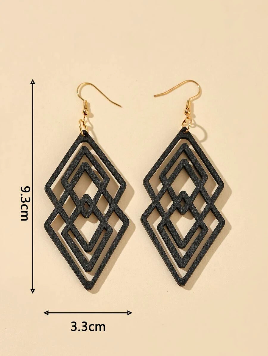 Casual Geometric Wooden Earrings