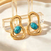 Geometric Oval Faux Pearl Stud Earrings