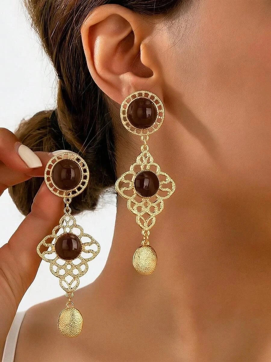 Vintage Palace Asymmetrical Enamel Dangle Earrings