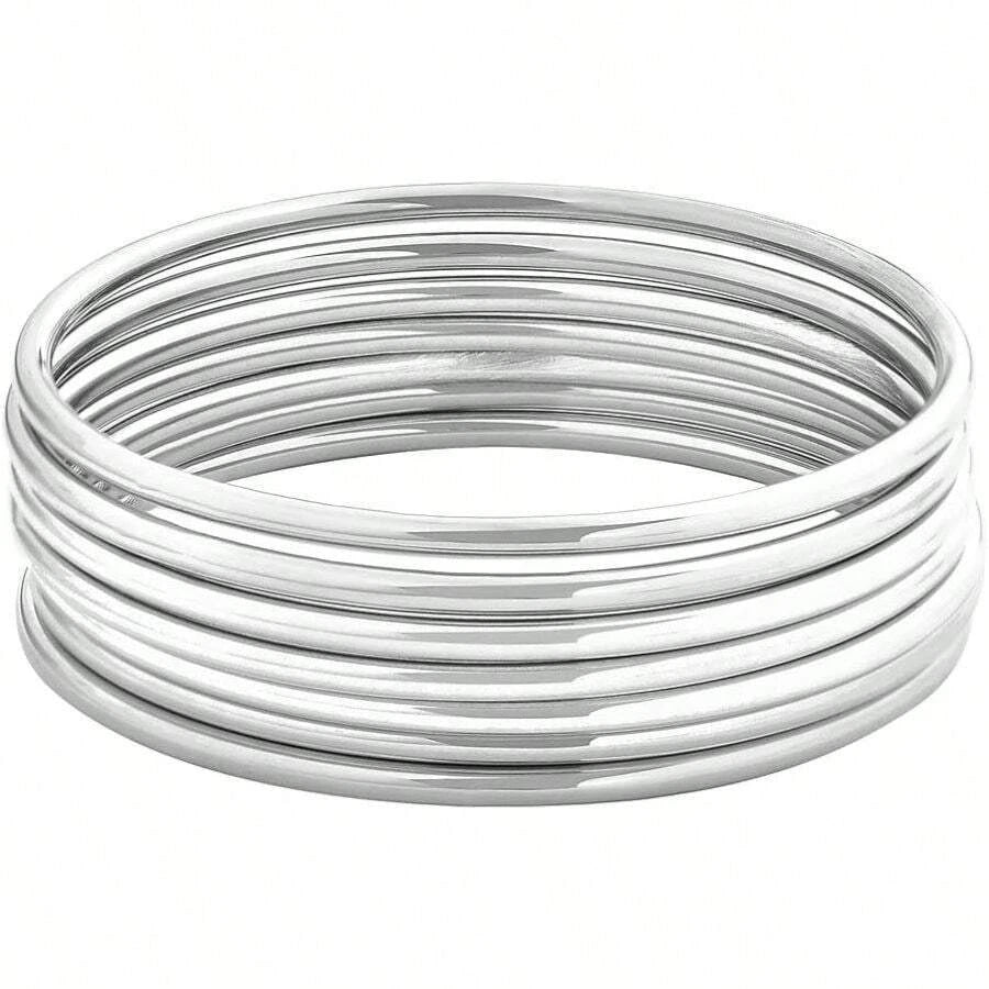 Glossy Thin Round Bangle Bracelet Set