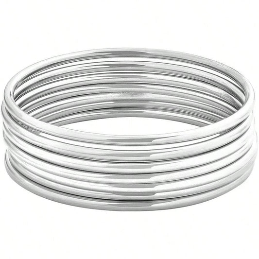 Glossy Thin Round Bangle Bracelet Set