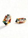 Geometric Abstract Face Enamel Earrings