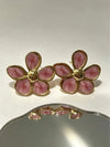 Pink Enamel Shell Stud Earrings