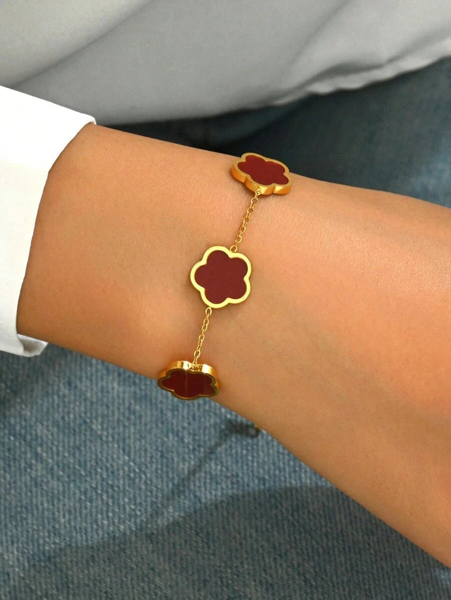 Gold Plated Stainless Steel Flower Bracelet
