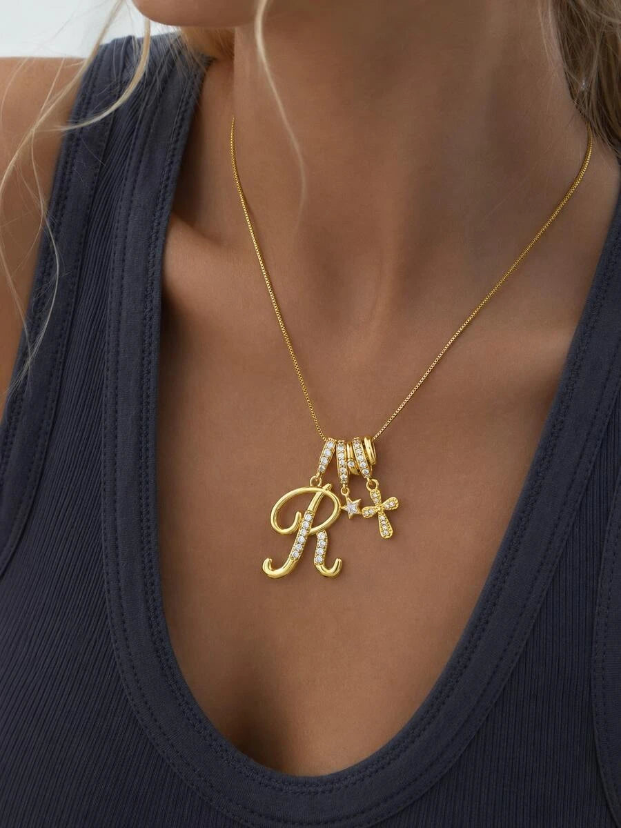 Zirconia Crystal Initial Necklace