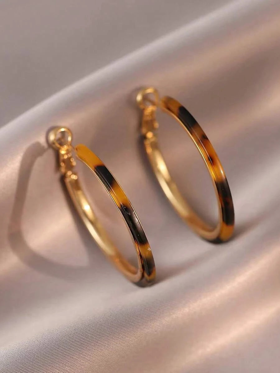 Leopard Print Geometric Hoop Earrings