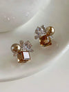 French Faux Pearl Glass Stud Earrings