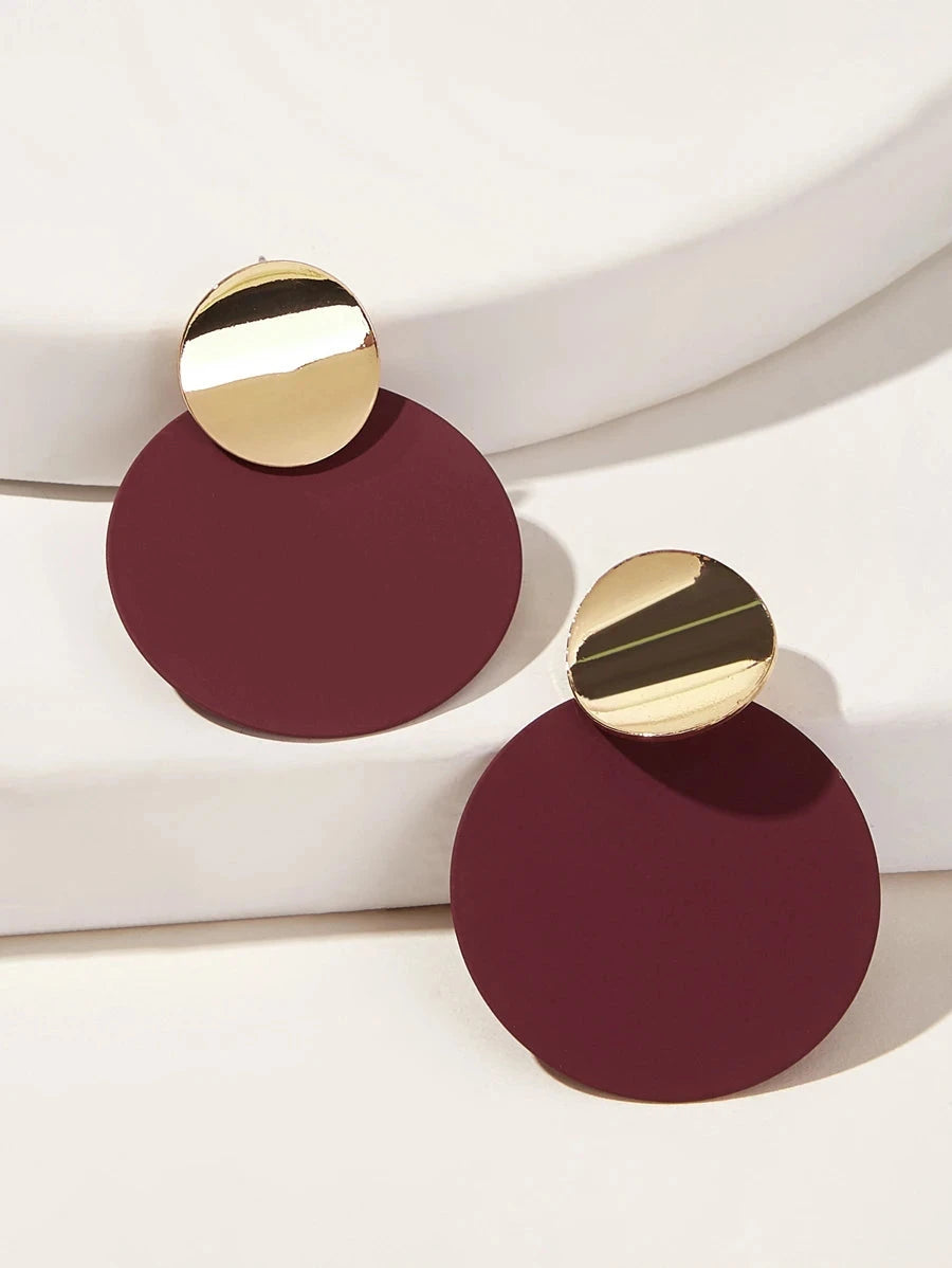 Two Tone Round Drop Earrings